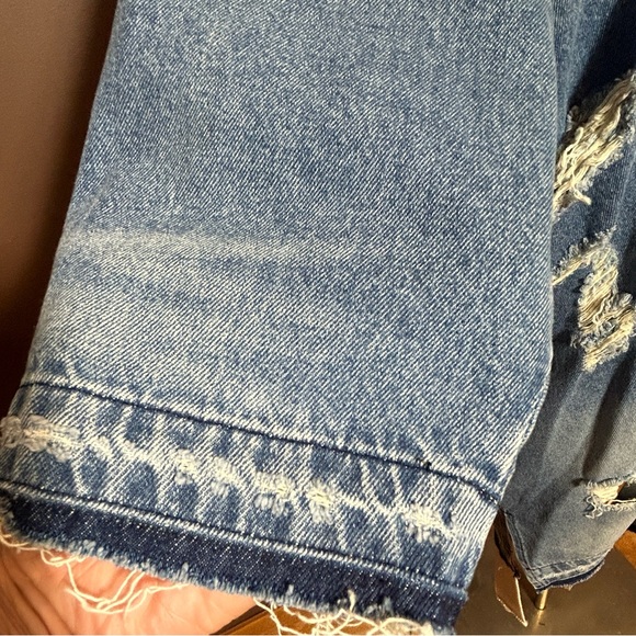 Sandrine Rose x Free People Distressed Open Front Denim Kimono Jacket size small - Picture 7 of 13